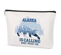 SEAOYOZO City Makeup Bag Gift - Graduation Gift Cosmetic Bag Zipper Travel Organizer Pouch Gift for Friend Stident Teather, Alaska2, S, Alaska Essentials Funny Cute