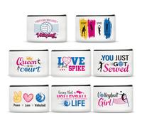 SEAOYOZO Volleyball Makeup Bag Gifts - 8 Pcs Inspirational Volleyball Gift Set for Teen Girls Women Funny Cosmetic Pouches for Players Coaches Team, Cotton-Blend Travel Toiletry Zipper Bags