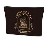 SEAOYOZO Witchy Makeup Bag for Women - Gothic Witchcraft Cosmetic Pouch with Quote “A Well-Read Woman Is a Dangerous Creature”, Witch Gifts for Her, Witchy Aesthetic Travel Organizer