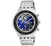Seapro Men's Meridian World Timer GMT Quartz Stainless Steel Strap, Silver, 22 Casual Watch (Model: SP7320)