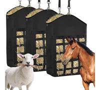 SEARART Hay Bag for Horses Goat: 3pcs Large Capacity Oxford Hay Feeder Bag with Hay Nets&Adjustable Strap - for Sheep Donkeys Cows Alpacas Ostriches or Other Farm Animals