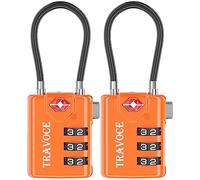 Search Alert TSA Approved Travel Combination Luggage Cable Locks for Suitcase, Gym Locker,Toolbox,Backpack 1,2,4,6 &10 pk, Orange 2 Pack, ONE_Size