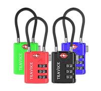 Search Alert TSA Approved Travel Combination Luggage Cable Locks for Suitcase, Gym Locker,Toolbox,Backpack 1,2,4,6 &10 pk, All Colors