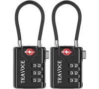 Search Alert TSA Approved Travel Combination Luggage Cable Locks for Suitcase, Gym Locker,Toolbox,Backpack 1,2,4,6 &10 pk, Black 2 Pack, ONE_Size