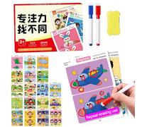Search And Find Cards - 64 Pages Activity Cards Educational Toys | Reusable Sensory Learning Toy Set | Dry Erase Preschool Activity With Markers | Brain Development Game For Girls Kids Ages 3 4