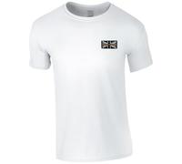 Search and Rescue Thin Orange Line Union Jack Embroidered Men's T-Shirt Emergency Services T Shirt Embroidery (UK, Alpha, XL, Regular, Regular, White)