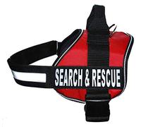 Search & Rescue Harness Vest Cool Comfort Nylon for Dogs Small Medium Large Girth Purchase Comes with 2 Reflective Search & Rescue Removable Patches. (Girth 28-38", Red)