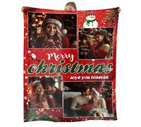 SearchI Christmas Blankets Throws Personalised,Custom Blankets with Photos and Text,Soft Warm Blanket Customised Birthday Xmas Souvenir Gifts for Father Mom Kids Dogs Friends or Lover,80x120cm