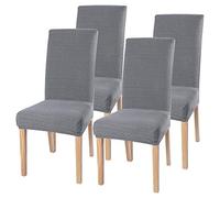 SearchI Dining Room Chair Covers Set of 4 Stretch Parsons Chair Slipcovers Super Fit Spandex Removable Washable Kitchen Chair Protector Cover for Dining Room Hotel(Silver Gray+Knitting)