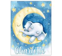 SearchI Personalised Baby Blanket, Custom Baby Blankets with Name for Boys Girls, Soft Customised Elephants Nursery Blanket for Newborn Toddler Baby Gifts for Birthday Baby Shower Christmas