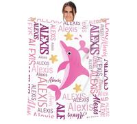 SearchI Personalised Baby Blanket, Custom Baby Blankets with Name for Boys Girls, Soft Customised Elephants Nursery Blanket for Newborn Toddler Baby Gifts for Birthday Baby Shower Christmas