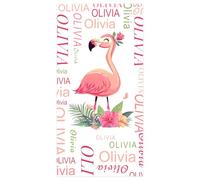 SearchI Personalised Beach Towel with Name 150x75cm,Custom Bath Towels with Name for Swimming Pool Bathroom Camping Travel,Quick Dry Microfiber Beach Towel for Adults Kids Lovers Birthday-flamingo