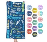 SearchI Personalised Beach Towels for Kids Adults, Microfiber Soft Quick Dry Kids Beach Towels, Customised Kids Baby Girls Boys Pool Towel, Custom Bath Towels with Names