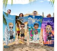 SearchI Personalised Beach Towels with Name for Men, Custom Quick Dry Beach Towels for Kids & Adults, Sand Free Pool Bath Towels, Summer Gifts for Sisters Friends Besties, Travel Essentials
