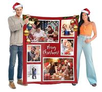 SearchI Personalised Blanket 127x178cm,Custom Blanket with Words Picture Collage Customized Blankets,Birthday Xmas Souvenir Gifts Personalized Throw for Father, Mom, Kids, Dogs, Friends or Lover