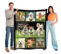 SearchI Personalised Photo Blanket,Custom Soft Fluffy Blanket with Picture and Text for Adults Kids,Personalised Gifts for Familiy, Mum, Dad, Kids,Boyfriend, Girlfriend, Pets(152x203cm,Style16)