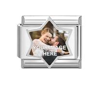 SearchI Personalised Photo Charm Silver Stainless Steel Italian Charm fits all 9mm Bracelet Custom Image Picture with Baby Scan, Family or Couple, Customised Gift for Mum, Wife, Girlfriend