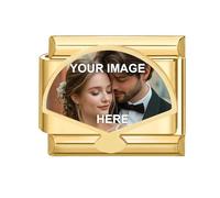 SearchI Personalised Photo Charm Silver Stainless Steel Italian Charm fits all 9mm Bracelet Custom Image Picture with Baby Scan, Family or Couple, Customised Gift for Mum, Wife, Girlfriend