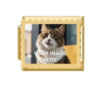 SearchI Personalised Photo Charm Silver Stainless Steel Italian Charm fits all 9mm Bracelet Custom Image Picture with Baby Scan, Family or Couple, Customised Gift for Mum, Wife, Girlfriend