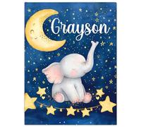 SearchI Personalized Baby Blankets,Custom Baby Blankets Super Soft for Boys Girls,Lightweight Fluffy Blanket Unisex Newborn Personalized Blanket Gifts for Toddler Nursery-Elephant,70x100cm