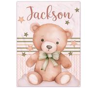 SearchI Personalized Baby Blankets,Custom Baby Blankets Super Soft for Boys Girls,Lightweight Fluffy Blanket Unisex Newborn Personalized Blanket Gifts for Toddler Nursery-Cute Brown Bear,70x100cm