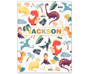 SearchI Personalized Baby Blankets,Custom Baby Blankets Super Soft for Boys Girls,Lightweight Fluffy Blanket Unisex Newborn Personalized Blanket Gifts for Toddler Nursery-Cool Dinosaur,90x120cm