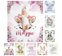 SearchI Personalized Blanket for Baby Boys Girls,Custom Fluffy Warm Kids Throw Blanket with Name Gift for Birthday Christmas(Pink-,70x100cm)