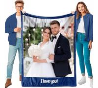 SearchI Personalized Blanket With Photo 130x150cm,Custom Soft Flannel Fleece Blankets with Photos&Text,Fluffy Warm Bed Sofa Throw Blanket Personalized Christmas Birthday Gifts For Adult Teen Kids