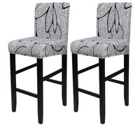 SearchI Stretch Bar Stool Covers Set of 2, Stretch Removable Washable Bar Stool Chair Cover Slipcovers, Counter Stool Bar Chair Covers for Kitchen Pub Dining Room Cafe Furniture(Grey Flower)