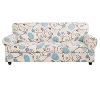 SearchI Stretch Sofa Cover Printed Couch Cover, Floral Pattern 4 Pieces Sofa Slipcover with 3 Separate Cushion Cover, Washable Furniture Protector for Living Room(Sofa, Ball Flower)