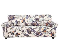 SearchI Stretch Sofa Cover Printed Couch Cover, Floral Pattern 4 Pieces Sofa Slipcover with 3 Separate Cushion Cover, Washable Furniture Protector for Living Room(Sofa, Flower Pattern)
