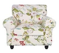 SearchI Stretch Sofa Cover Printed Couch Covers, Floral Pattern 2 Piece Armchair Slipcover with Separate Chair Cushion Cover, Washable Furniture Protector for Living Room(Chair, Spring Pattern)