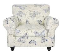 SearchI Stretch Sofa Cover Printed Couch Covers, Floral Pattern 2 Piece Armchair Slipcover with Separate Chair Cushion Cover, Washable Furniture Protector for Living Room(Chair, Butterfly Pattern)