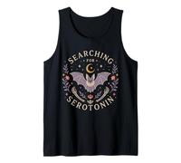 Searching for Serotonin Bat Gothic Moon Spooky Humor Tank Top