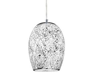 Searchlight 1 Light White Crackle Glass Pendant Chandelier Ceiling Fitting New