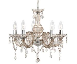 Searchlight 1455-5MI Marie Therese 5 Light Ceiling Pendant Light in Chrome and Mink