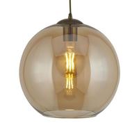 25cm Barcelona Pendant Light in Amber Glass aged brass