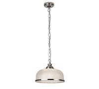 Searchlight 1682SS Bistro II One Light Ceiling Pendant Light in Satin Silver with Glass Shade