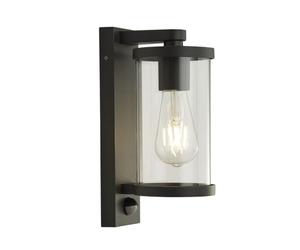 Searchlight 1Lt Light Outdoor Wall Porch Light with Pir - Black with Clear Glass