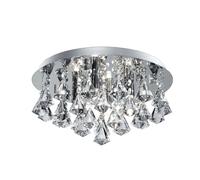 Searchlight 2204-4CC Hanna Four Light Flush Ceiling Light in Chrome with Glass Pyramid Drops