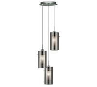 Searchlight Duo 2 pendant lamp smoky glass/chrome round 3-bulb