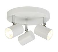 Searchlight 3 Adjustable White & Chrome Cylinder Head Spot Plate Ceiling Light
