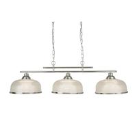 Searchlight 3593-3SS Bistro II Three Light Ceiling Bar Light in Satin Silver with Glass Shades