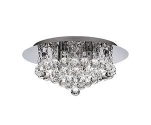 Searchlight 4404-4CC-LED Hanna LED Semi Flush Ceiling Light Crystal Chrome IP44 Bathroom Light