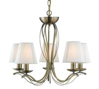 Searchlight 5 Lights Traditional Brass Cream Shades Ceiling Pendant Chandelier