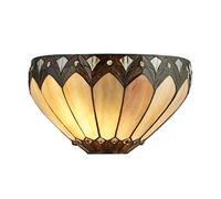 Searchlight 67041 Pearl Wall Light Antique Brass with Tiffany Glass