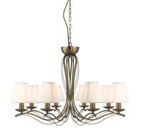 Searchlight 8 Lights Traditional Brass Cream Shades Ceiling Pendant Chandelier