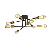 8 Lights Matt Black Arms And Satin Brass Finish Holders Ceiling Fitting Light