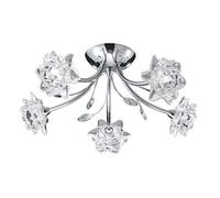 Bellis 5 Light Semi Flush Flower Design Ceiling Light Chrome and Glass, G9 - Chrome
