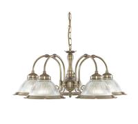 Searchlight American Diner 5 Lights Brass Clear Glass Ceiling Fitting Pendant